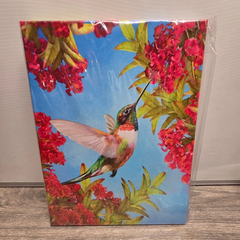 Set of 3 Bird Canvas Wall Art 16x12 Cardinal Bluebird Hummingbird Nature Decor